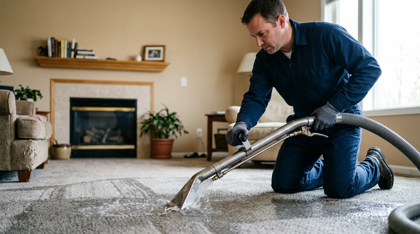 Water damage restoration technician working near Edison, NJ